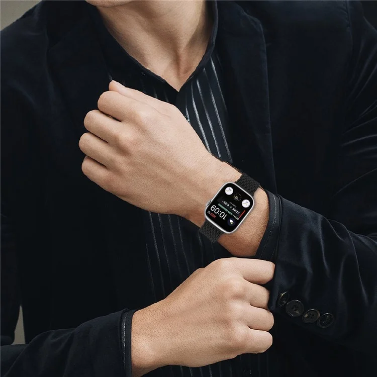 Nylon Strap for Apple Watch Series 10 Ultra 9 8 7 SE 6 5 4 3 2 1 46mm 49mm 45mm 44mm 42mm Watch Band with Magnetic Buckle - Black