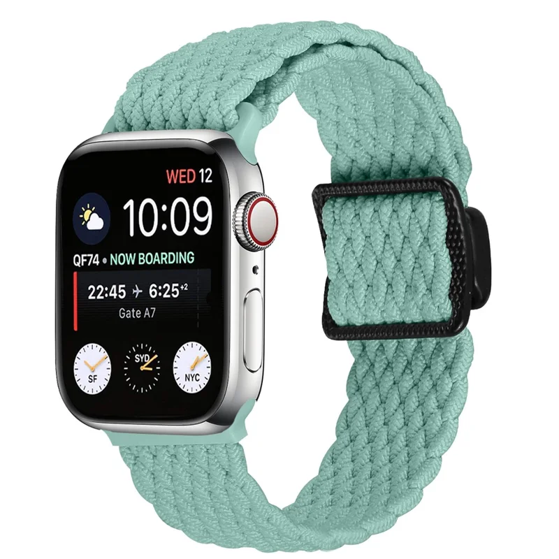 Bracelet en nylon pour Apple Watch Série 10 Ultra 9 8 7 SE 6 5 4 3 2 1 46 mm 49 mm 45 mm 44 mm 42 mm avec boucle magnétique - Vert