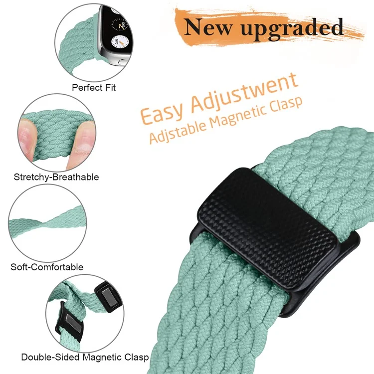 Bracelet en nylon pour Apple Watch Série 10 Ultra 9 8 7 SE 6 5 4 3 2 1 46 mm 49 mm 45 mm 44 mm 42 mm avec boucle magnétique - Vert