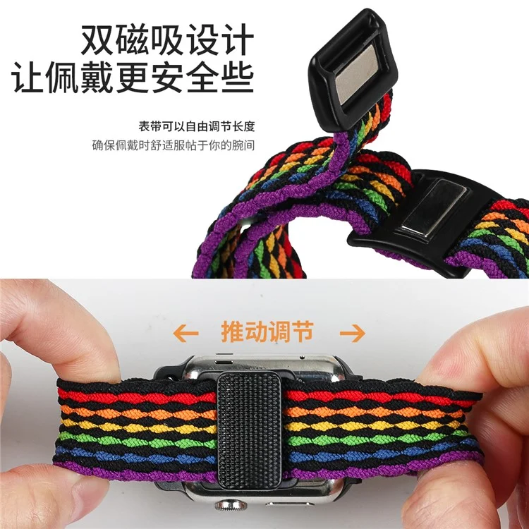 Nylon Strap for Apple Watch Series 10 Ultra 9 8 7 SE 6 5 4 3 2 1 46mm 49mm 45mm 44mm 42mm Watch Band with Magnetic Buckle - Multi-color