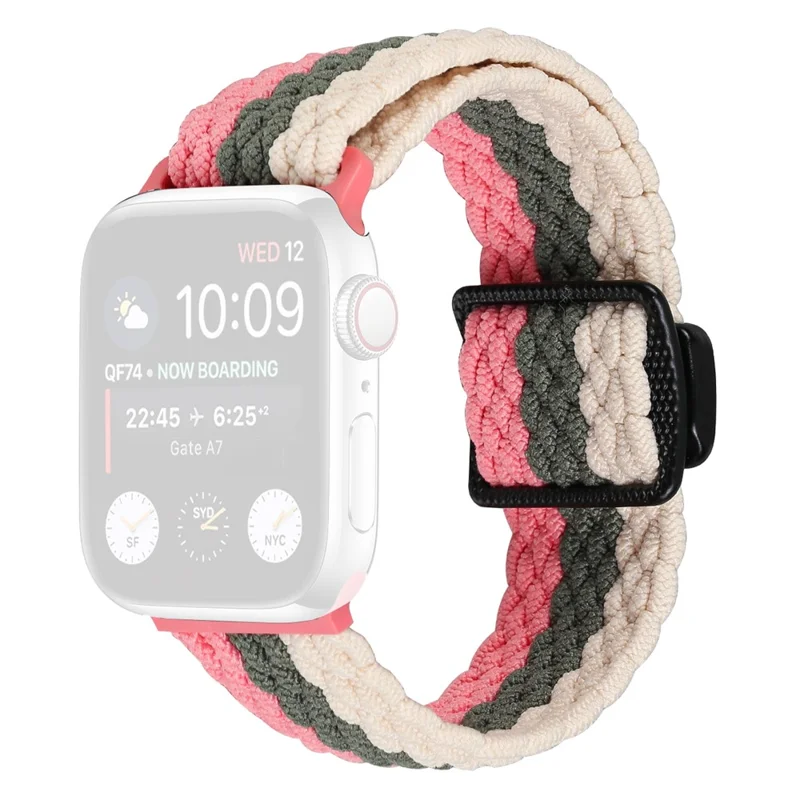 Nylon Strap for Apple Watch Series 10 Ultra 9 8 7 SE 6 5 4 3 2 1 46mm 49mm 45mm 44mm 42mm Watch Band with Magnetic Buckle - Tri-color