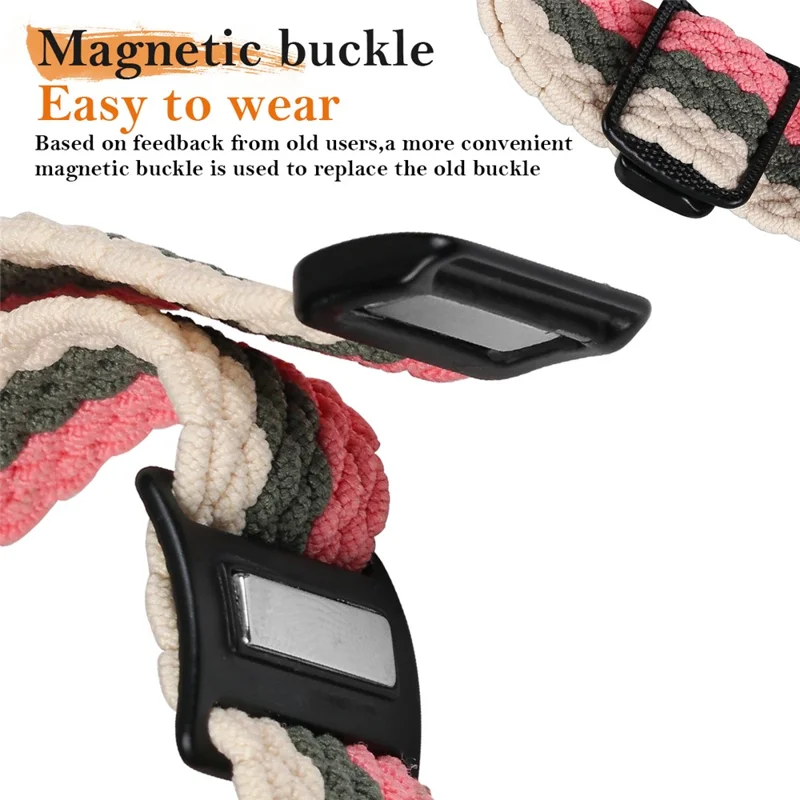 Nylon Strap for Apple Watch Series 10 Ultra 9 8 7 SE 6 5 4 3 2 1 46mm 49mm 45mm 44mm 42mm Watch Band with Magnetic Buckle - Tri-color