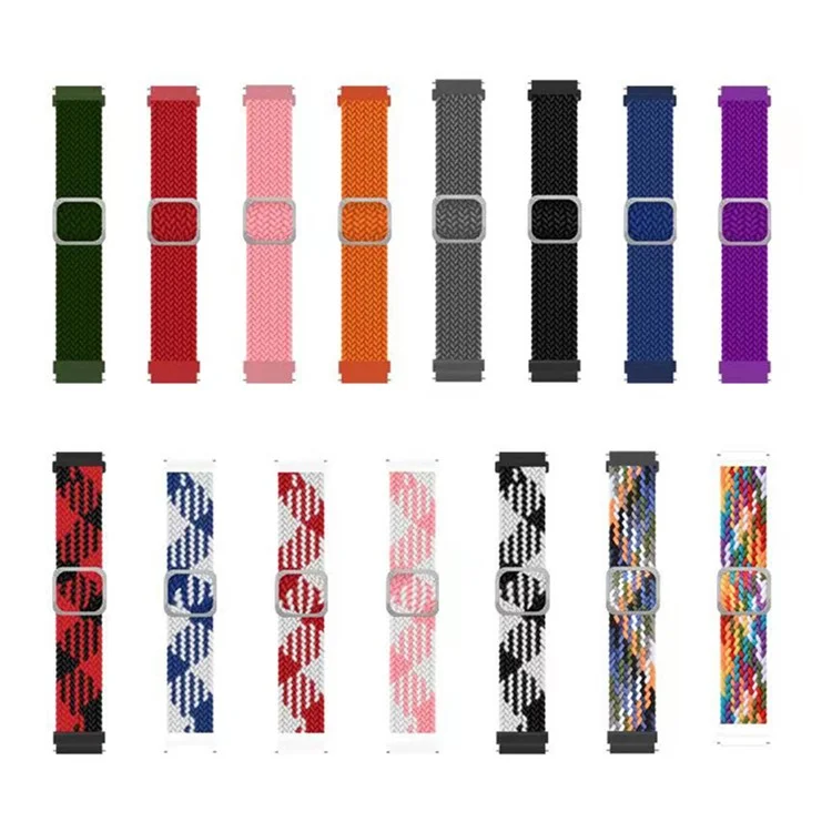 20mm Braided Rope Adjustable Watchband Replacement for Samsung Galaxy Watch Active/Active2 40mm/Watch 42mm - Red/Black