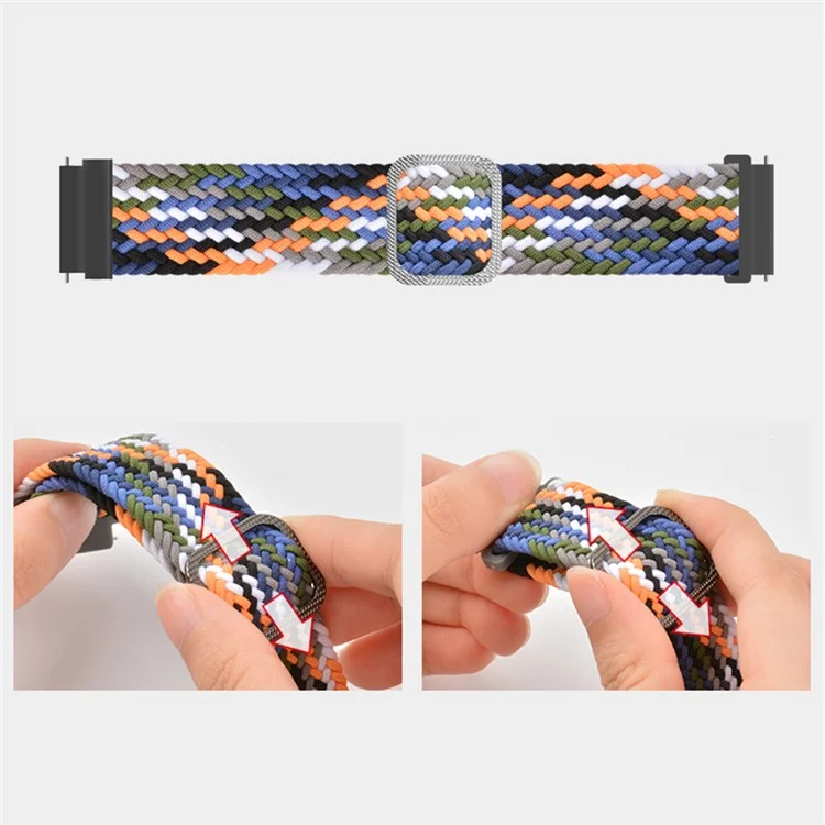 20mm Braided Rope Adjustable Watchband Replacement for Samsung Galaxy Watch Active/Active2 40mm/Watch 42mm - Red/Black