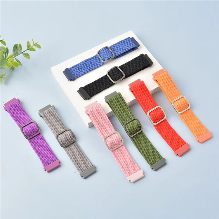 20 mm Geflochtenes Seilverstellbares Watchband -austausch Für Samsung Galaxy Watch Active/Active2 40 Mm/uhr 42 mm - Rot Schwarz