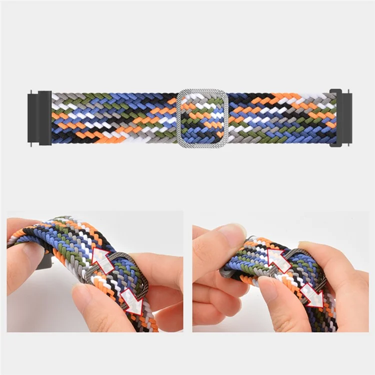 22mm Braided Rope Adjustable Watchband Replacement for Samsung Gear S3 Classic/S3 Frontier/Galaxy Watch 46mm - Denim