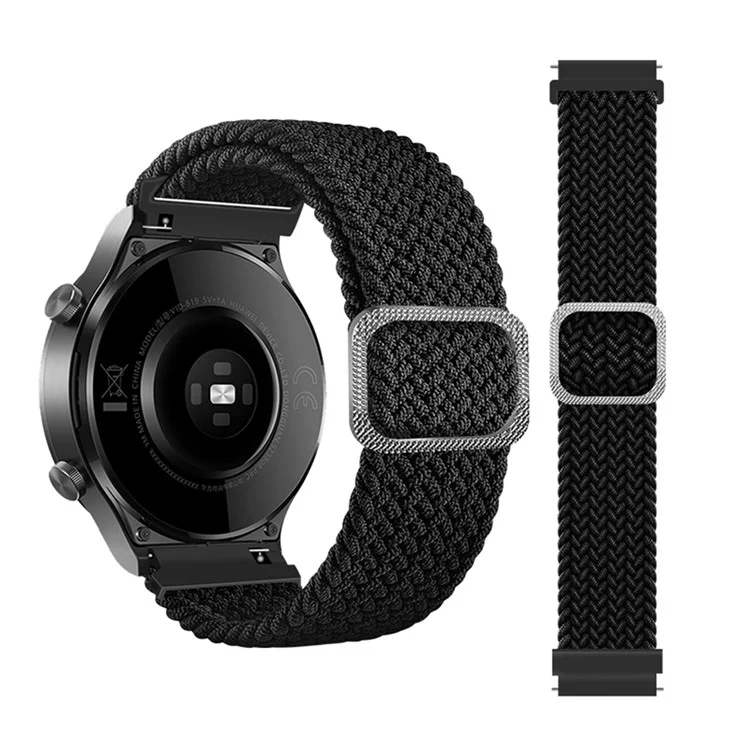 Remplacement de la Bande de Montre Réglable de Corde Tressée de 22 mm Pour Samsung Gear S3 Classic / S3 Frontier / Galaxy Watch 46mm - le Noir