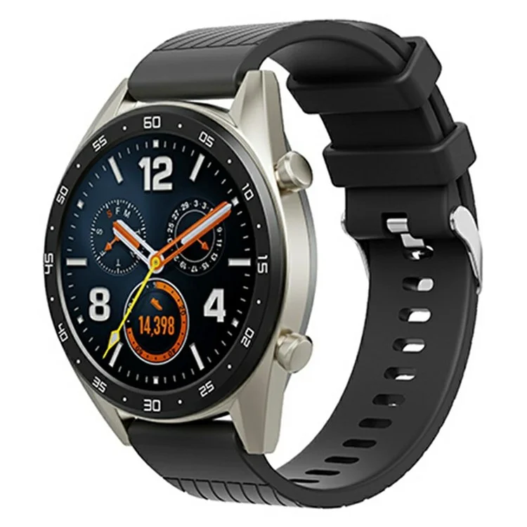 20mm Strap for Samsung Galaxy Watch 5 Pro 45mm / Watch 5 44mm / 40mm Universal Diagonal Striped Silicone Watch Band - Black