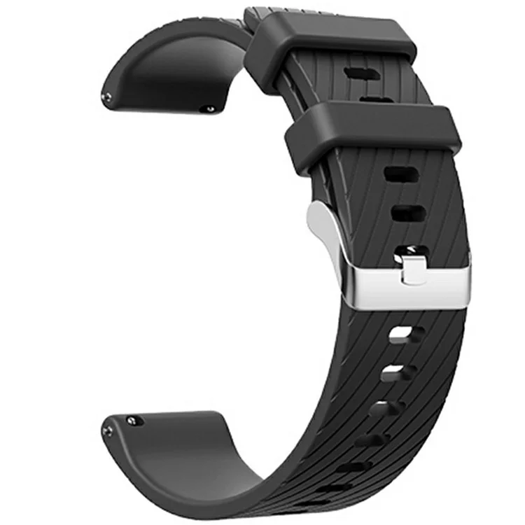 20mm Strap for Samsung Galaxy Watch 5 Pro 45mm / Watch 5 44mm / 40mm Universal Diagonal Striped Silicone Watch Band - Black