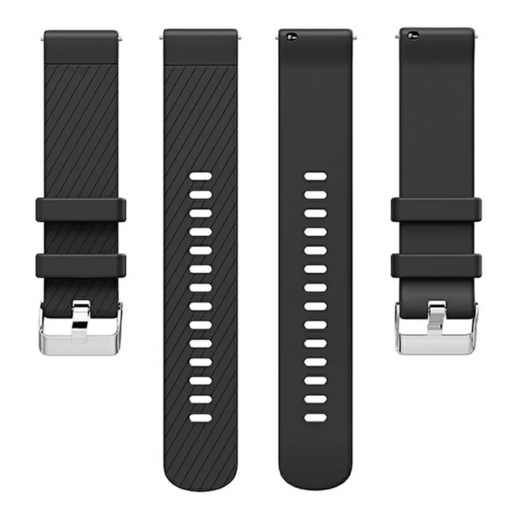 20mm Strap for Samsung Galaxy Watch 5 Pro 45mm / Watch 5 44mm / 40mm Universal Diagonal Striped Silicone Watch Band - Black