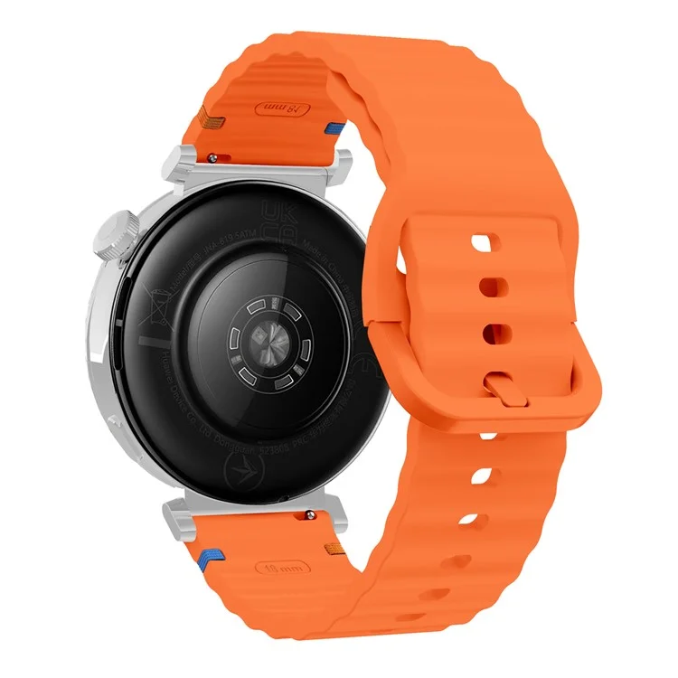 Für Huawei Watch GT 5 41mm Silikonarmband 18mm Wellennaht-Armband - Orange