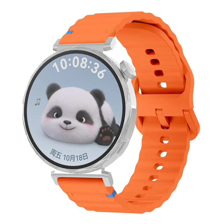 Für Huawei Watch GT 5 41mm Silikonarmband 18mm Wellennaht-Armband - Orange