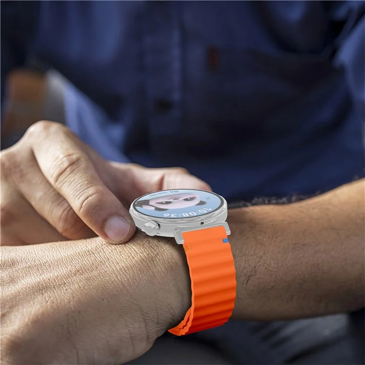 Für Huawei Watch GT 5 41mm Silikonarmband 18mm Wellennaht-Armband - Orange