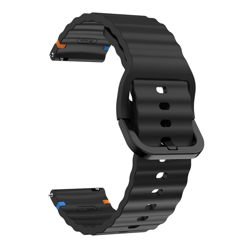 For Huawei Watch GT 5 41mm Silicone Watch Strap 18mm Wave Stitching Line Wrist Band - Black