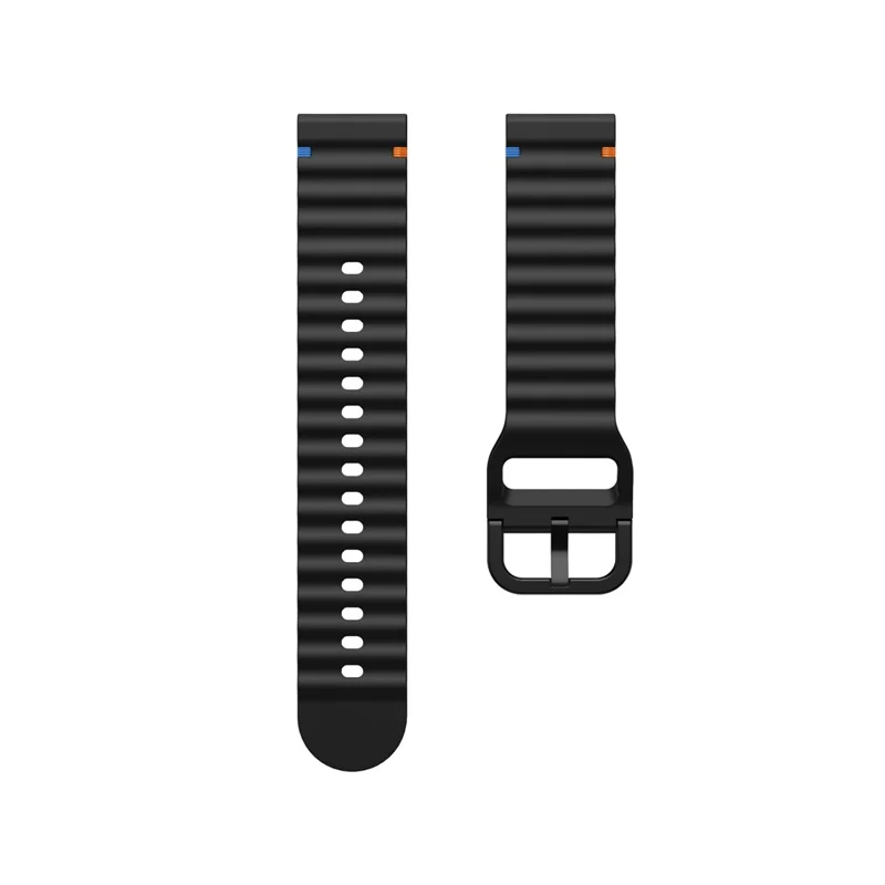 For Huawei Watch GT 5 41mm Silicone Watch Strap 18mm Wave Stitching Line Wrist Band - Black