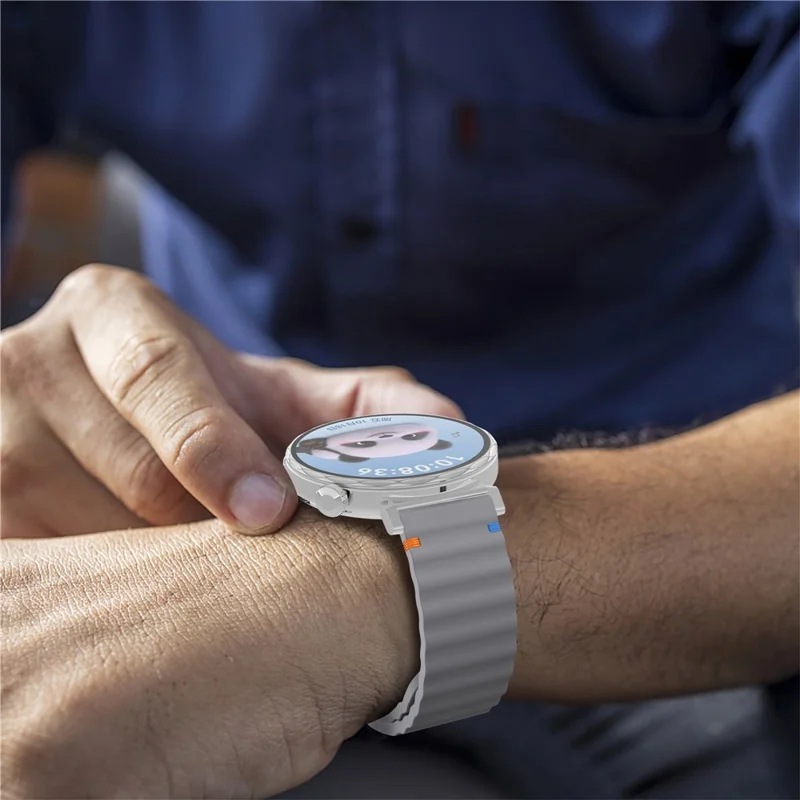 For Huawei Watch GT 5 41mm Silicone Watch Strap 18mm Wave Stitching Line Wrist Band - Grey