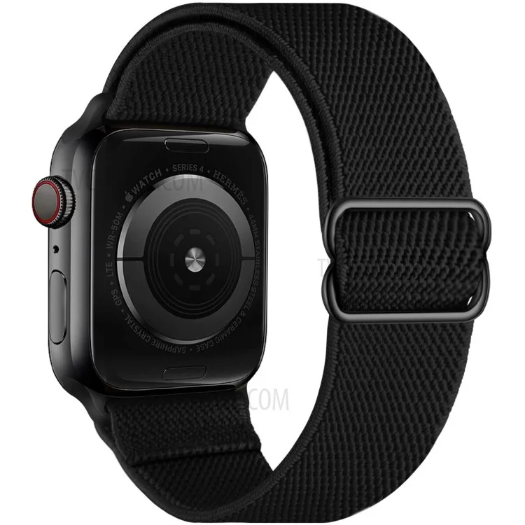 Nylon Braided Watch Strap with Slider Buckle for Apple Watch Series 10 42mm / 9 8 7 41mm / 6 5 4 SE SE (2022) SE (2023) 40mm / 3 2 1 38mm - Black