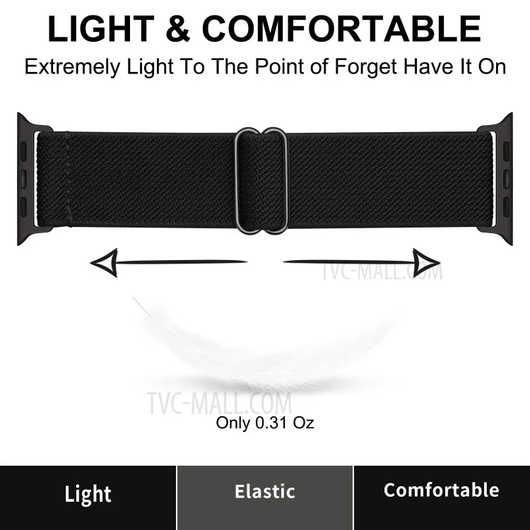 Nylon Braided Watch Strap with Slider Buckle for Apple Watch Series 10 42mm / 9 8 7 41mm / 6 5 4 SE SE (2022) SE (2023) 40mm / 3 2 1 38mm - Black