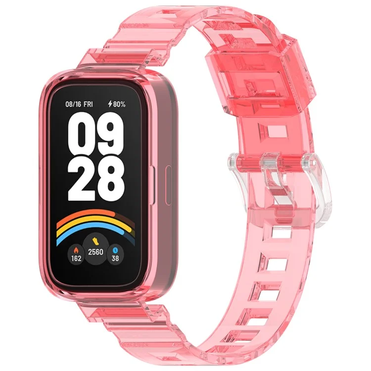 For Xiaomi Redmi Band 3  /  Smart Band 9 Active Watch Strap Color Changing Clear TPU Wrist Band - Photochromic Red