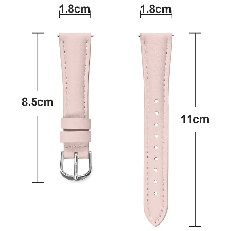 Per Huawei Watch GT 5 41mm Cinturino Orologio 18mm Slim Vera Pelle di Mucca con Fibbia in Argento - Rosa