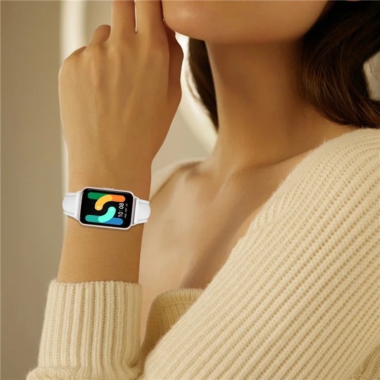 Ремешок для Samsung Galaxy Fit3 из натуральной коровьей кожи, тонкий, с серебристой пряжкой - Белый