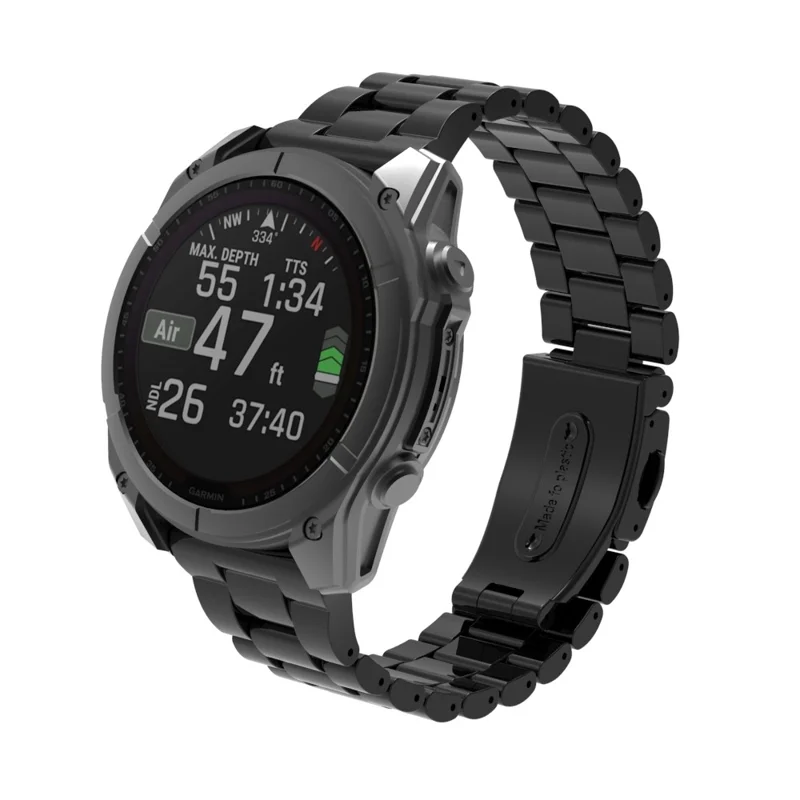 QuickFit 22mm Watch Band For Garmin Fenix 7 Pro  /  7  /  6 Pro  /  6 Plastic Three-Bead Wrist Strap - Black