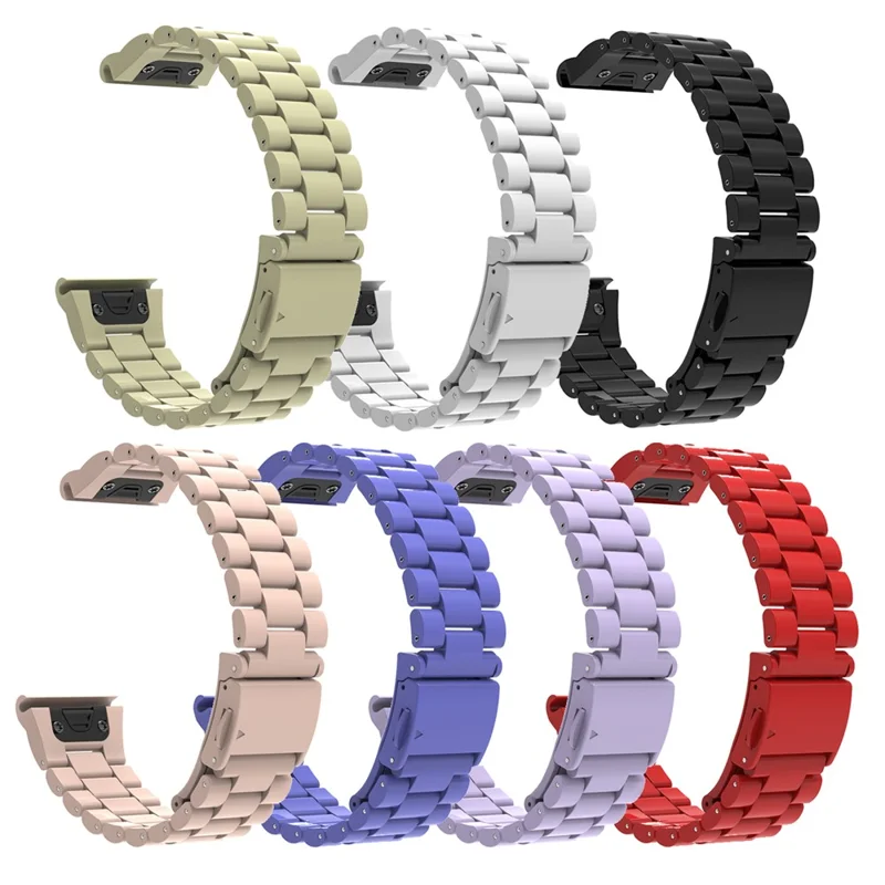 QuickFit 22mm Watch Band For Garmin Fenix 7 Pro  /  7  /  6 Pro  /  6 Plastic Three-Bead Wrist Strap - Black