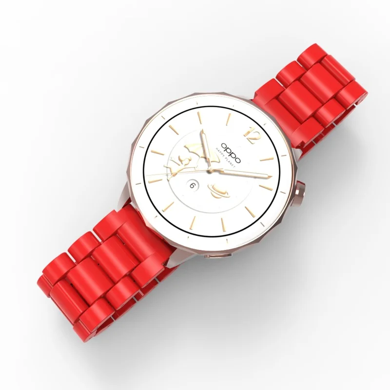 For Huawei Watch GT 5 46mm Watch Band 22mm Plastic Three-Bead Wrist Strap - Red