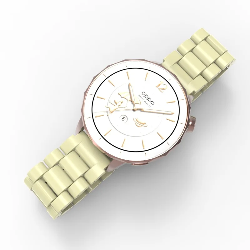 For Huawei Watch GT 5 46mm Watch Band 22mm Plastic Three-Bead Wrist Strap - Apricot