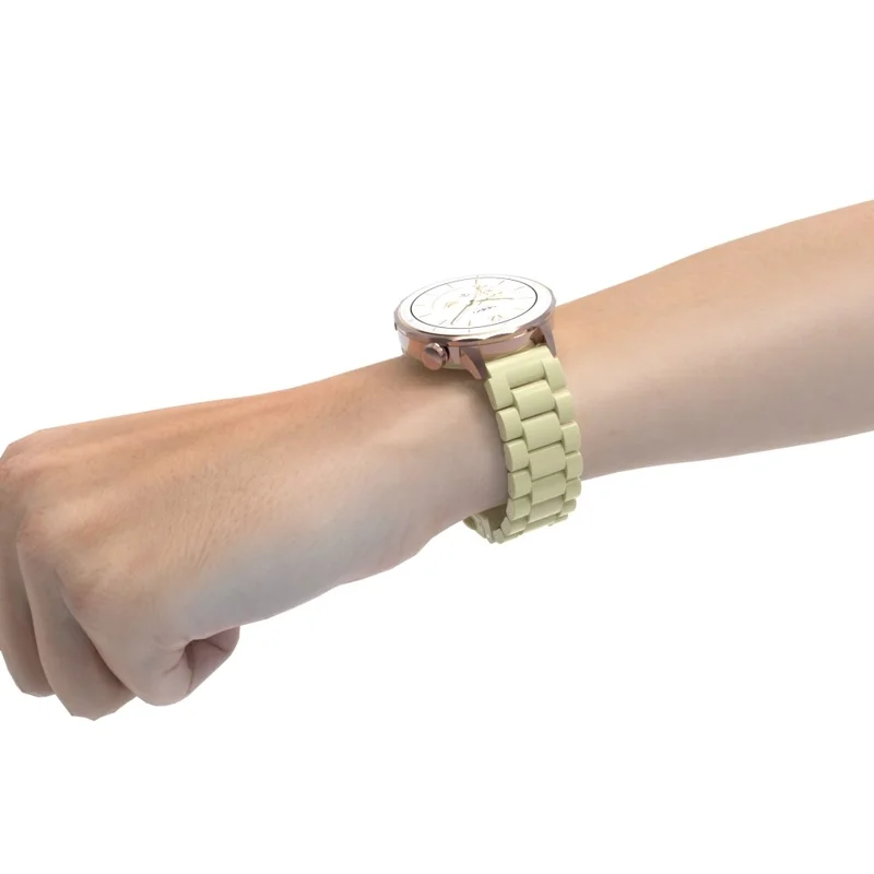 For Huawei Watch GT 5 46mm Watch Band 22mm Plastic Three-Bead Wrist Strap - Apricot