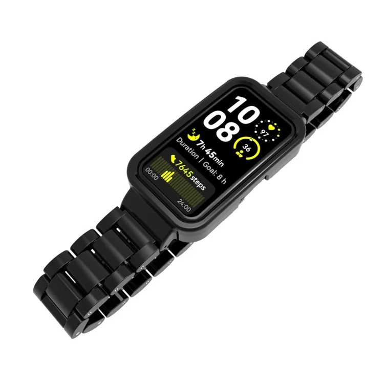 Correa de Reloj para Huawei Band 10 / 9 / 8 Correa de Plástico de Tres Piezas con Carcasa Integrada - Negro