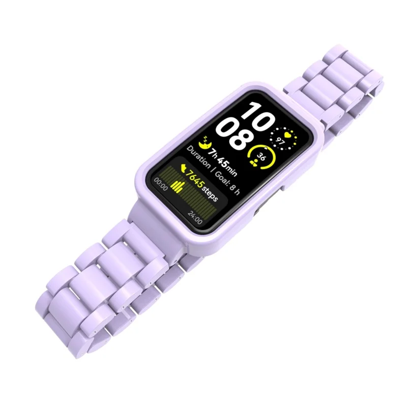 Watch Band For Huawei Band 10  /  9  /  8 Plastic Three-Bead Wrist Strap with Integrated Watch Case - Light Purple