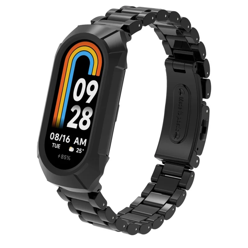 For Xiaomi Smart Band 8  /  9 NFC Watch Band Plastic Three-Bead Wrist Strap with Integrated Watch Case - Black