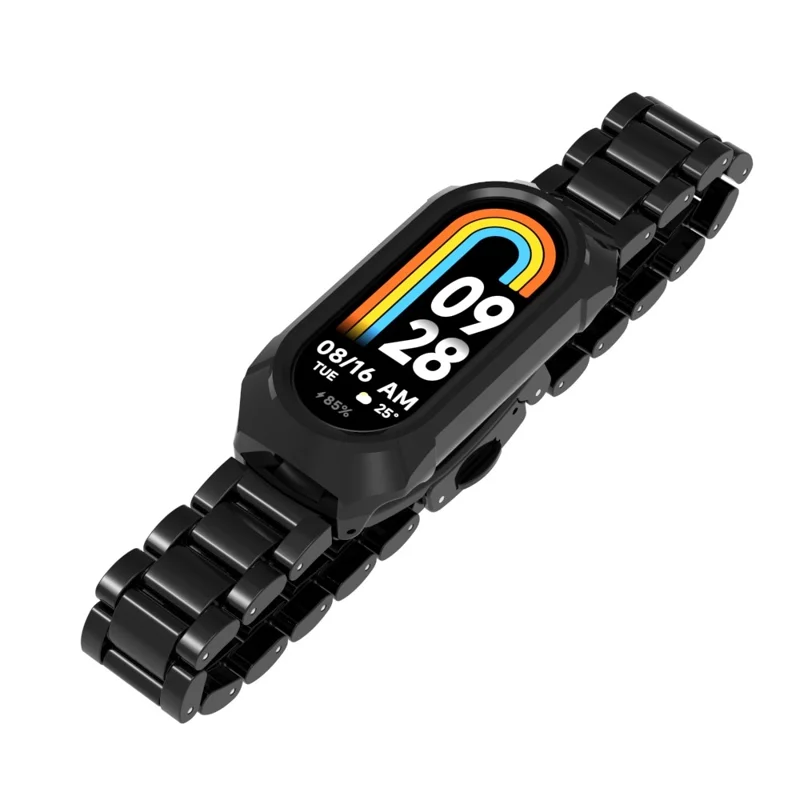 For Xiaomi Smart Band 8  /  9 NFC Watch Band Plastic Three-Bead Wrist Strap with Integrated Watch Case - Black