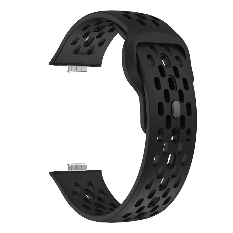 For Huawei Watch Fit 4  /  Fit 3 Watch Band Holes Design Silicone Wrist Strap - Black