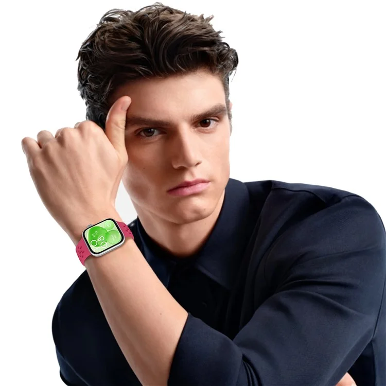 For Huawei Watch Fit 4  /  Fit 3 Watch Band Holes Design Silicone Wrist Strap - Red