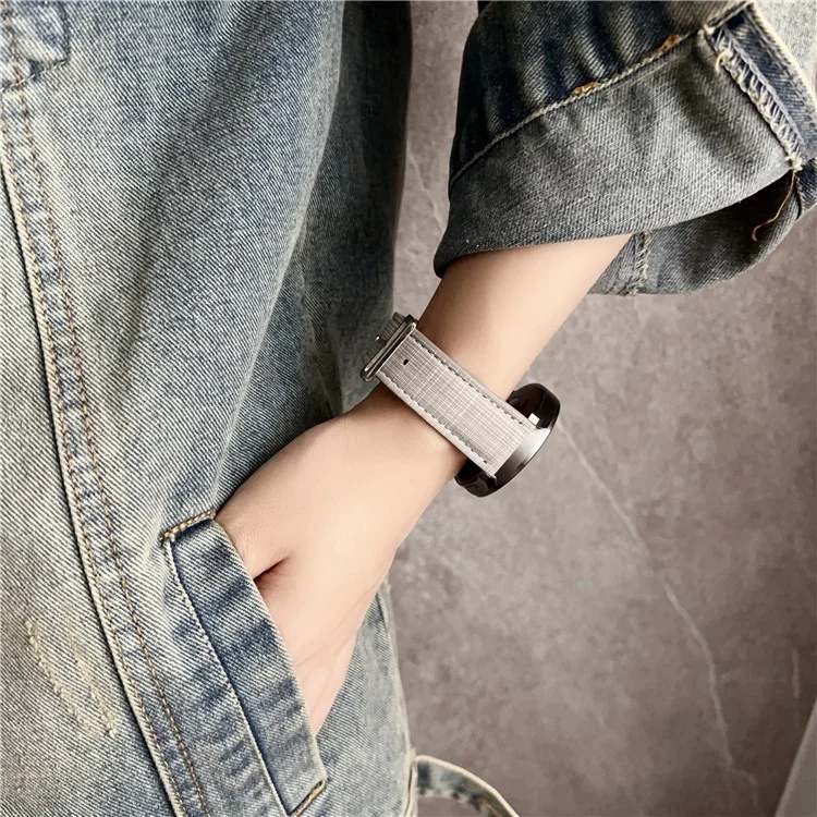 Pour Huawei Watch GT 5 41mm Bracelet de Montre 18mm Motif Tressé à Carreaux en Cuir - Beige