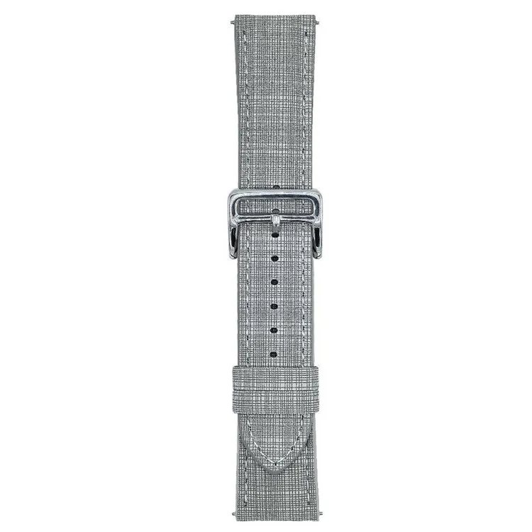 For Samsung Galaxy Watch7 44mm  /  40mm Watch Band 20mm Braided Checkered Pattern Leather Wrist Strap - Light Grey