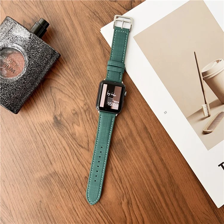 Watch Band For Apple Watch Series 10 Ultra 9 8 7 SE 6 5 4 3 2 1 46mm 49mm 45mm 44mm 42mm Braided Checkered Pattern Leather Wrist Strap - Orange