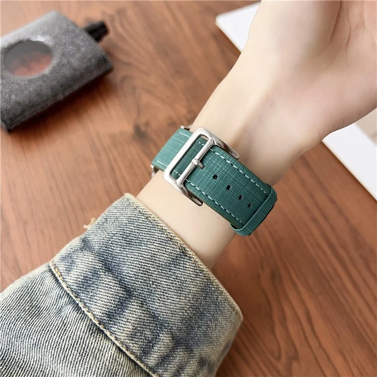 Watch Band For Apple Watch Series 10 Ultra 9 8 7 SE 6 5 4 3 2 1 46mm 49mm 45mm 44mm 42mm Braided Checkered Pattern Leather Wrist Strap - Orange