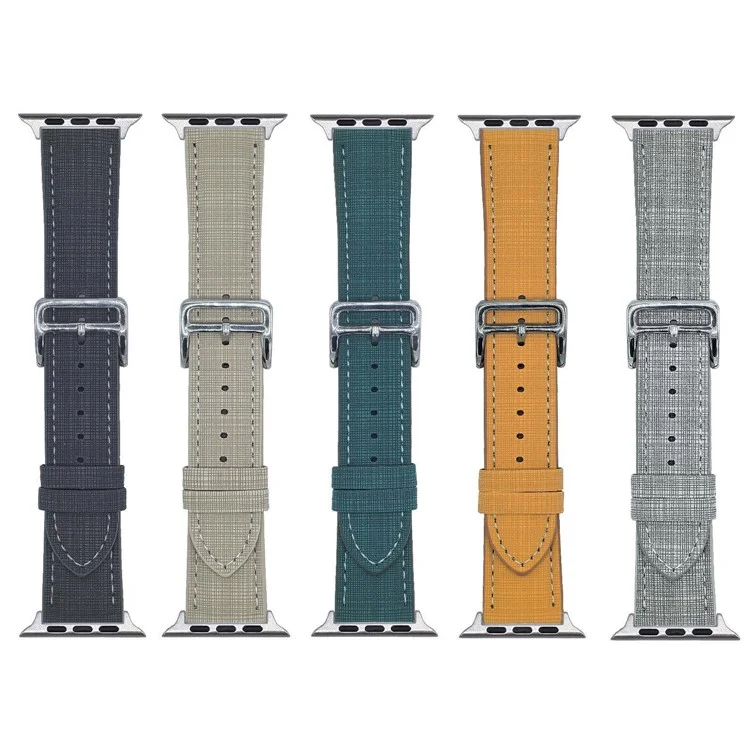Watch Band For Apple Watch Series 10 Ultra 9 8 7 SE 6 5 4 3 2 1 46mm 49mm 45mm 44mm 42mm Braided Checkered Pattern Leather Wrist Strap - Orange