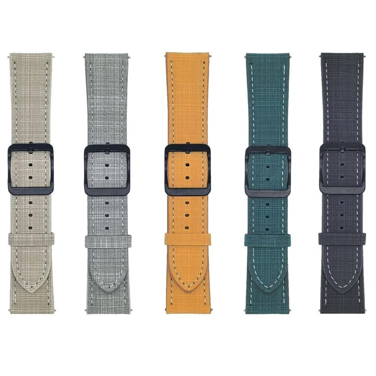 Pour Huawei Watch GT 5 41mm Bracelet 18mm Motif Tressé à Carreaux avec Boucle Anneau en Cuir - Vert Foncé