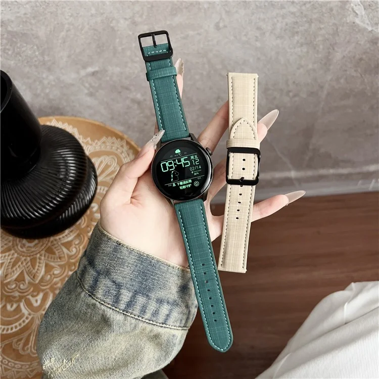 Correa de Reloj Trenzada de 20mm con Patrón de Cuadros y Hebilla de Anillo para Samsung Galaxy Watch7 44mm / 40mm - Verde Oscuro