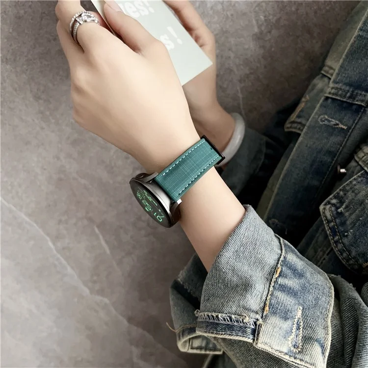 Correa de Reloj Trenzada de 20mm con Patrón de Cuadros y Hebilla de Anillo para Samsung Galaxy Watch7 44mm / 40mm - Verde Oscuro