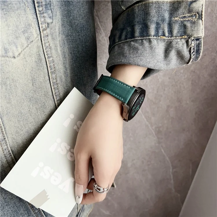 Correa de Reloj Trenzada de 20mm con Patrón de Cuadros y Hebilla de Anillo para Samsung Galaxy Watch7 44mm / 40mm - Verde Oscuro