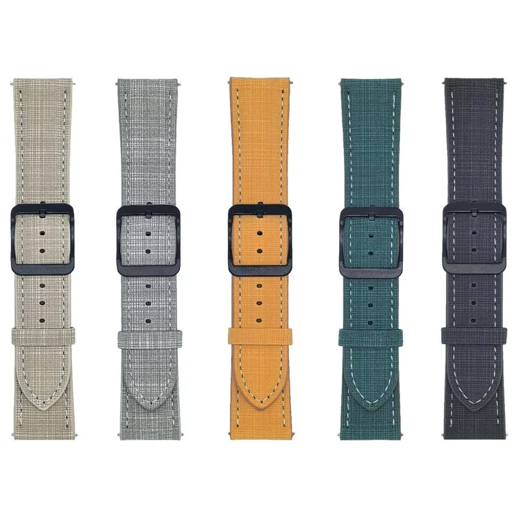 For Huawei Watch GT 5 46mm Watch Band 22mm Braided Checkered Pattern Ring Buckle Leather Wrist Strap - Dark Green