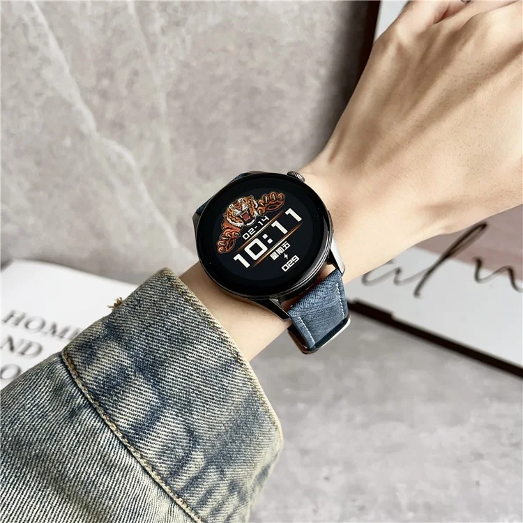 Für Huawei Watch GT 5 41mm Uhrenarmbänder Universal 18mm Lederarmband mit Stahlschnalle - Indigo