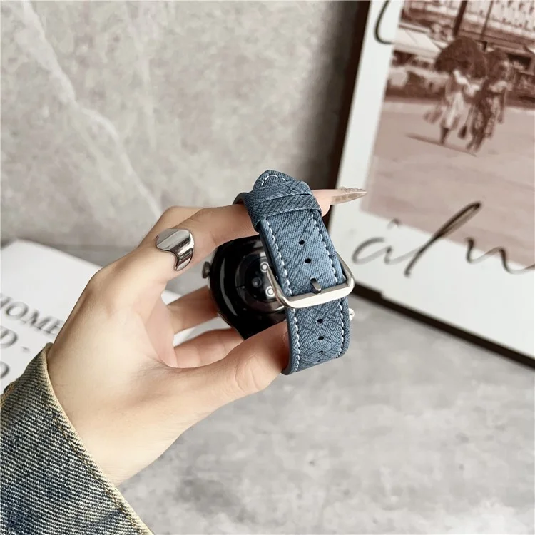 Für Huawei Watch GT 5 41mm Uhrenarmbänder Universal 18mm Lederarmband mit Stahlschnalle - Indigo