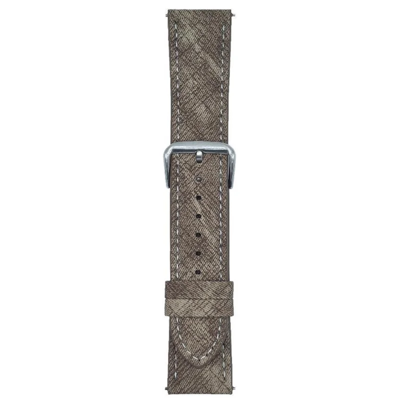 For Samsung Galaxy Watch7  /  Watch6 Watch Bands Universal 20mm Leather Wrist Strap with Steel Buckle - Cream Coffee