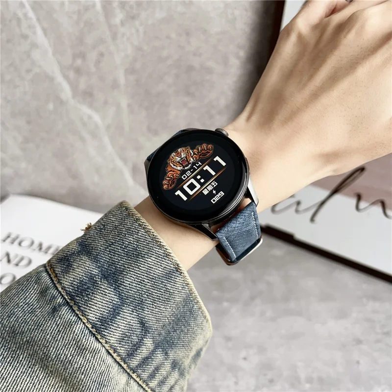 For Samsung Galaxy Watch7  /  Watch6 Watch Bands Universal 20mm Leather Wrist Strap with Steel Buckle - Cream Coffee